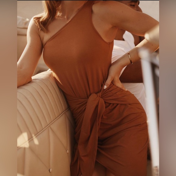 AUDREY LEIGHTON TERRACOTTA ONE SHOULDER DRESS - Medium M - Picture 2 of 6